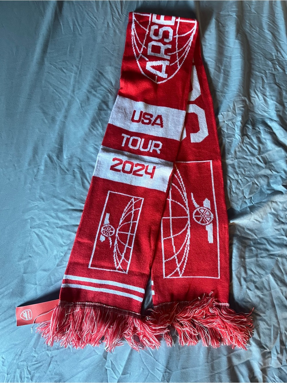 Arsenal USA Tour 2024 Red and White Supporter Scarf